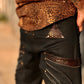 Men’s shorts length 3 quarters, leather and brass details